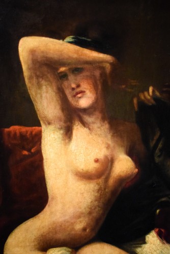 XIXe siècle - Femme nue aux bas noirs - école italienne du XIXe siècle